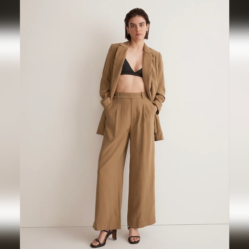 Madewell Harlow Wide Leg Pants in Drapeweave in Tawny Olive
